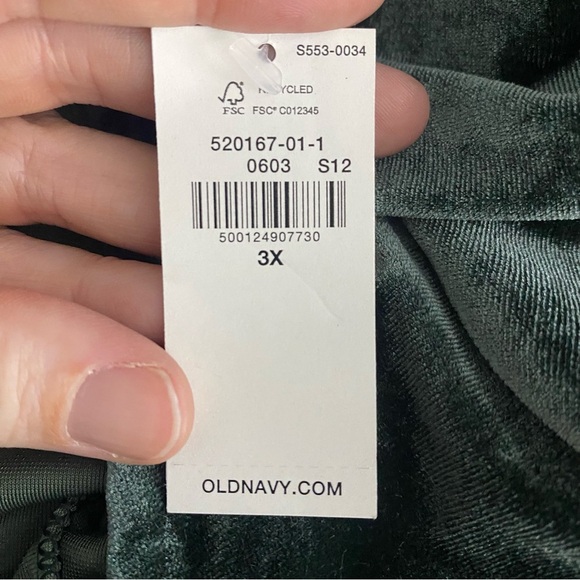 NEW Old Navy 520167 Fit and Flare Velvet Jumpsuit 3X Dark Green Open Back NWT - Picture 9 of 13